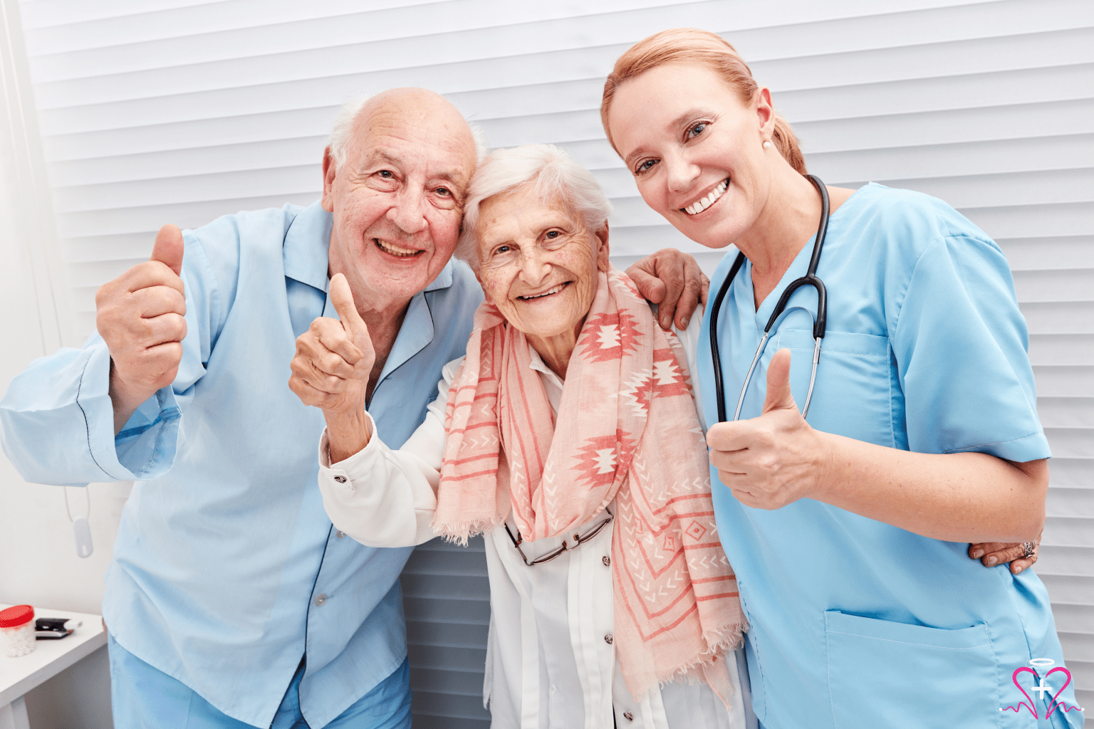 Nurse providing free home health services to a senior.