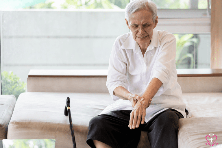 Nurse assisting a senior patient with chronic care management.