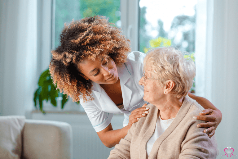 Nurse caring for a senior patient