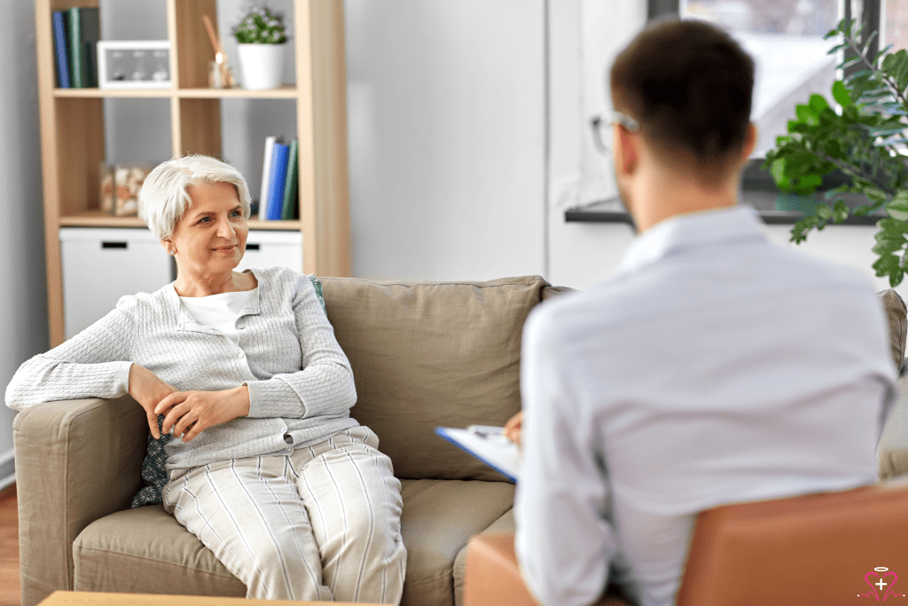 Geriatric Psychiatry - Geriatric psychiatrist consulting with an elderly woman