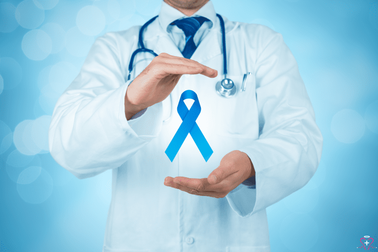 Preventive Medicine - Doctor holding a blue ribbon symbolizing preventive medicine