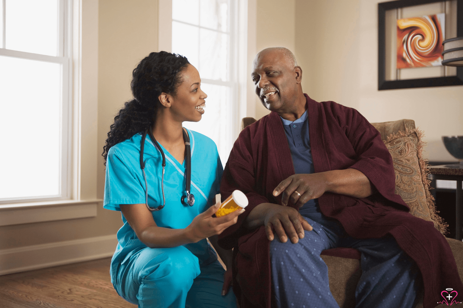 How to Apply for Medical Equipment Assistance - Nurse explaining medication to an elderly man at home