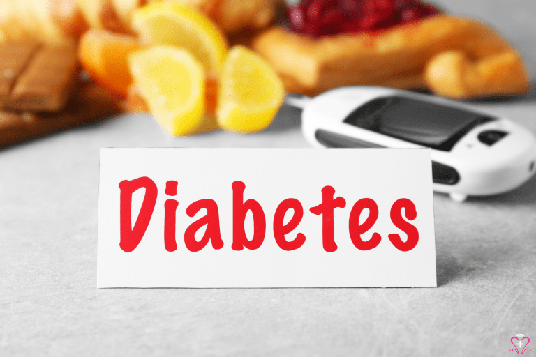 The Benefits of Early Diabetes Detection - A card with the word "Diabetes" in red letters, with a glucose meter and fruits in the background.