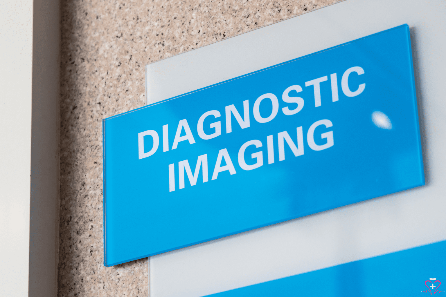 Diagnostic Imaging - A blue sign with white text reading "Diagnostic Imaging" mounted on a wall.