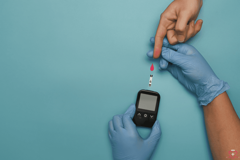 Blood Glucose Monitors - A healthcare professional checking blood glucose levels with a monitor.