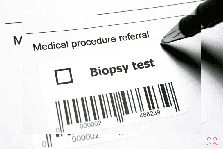 Biopsies - A biopsy test referral form with a barcode, ready for a medical procedure.