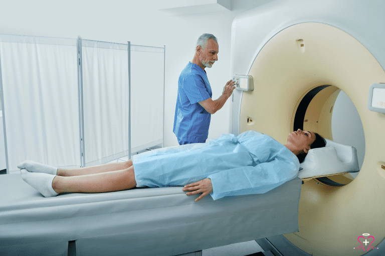 CT Scans - A medical technician preparing a patient for a CT scan procedure.