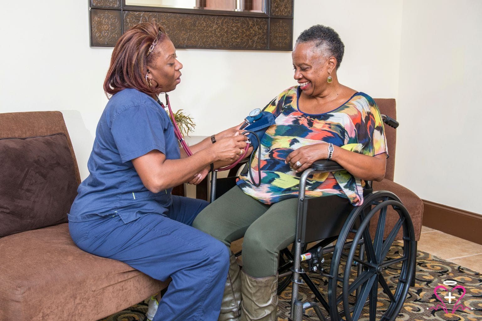 Seniors receiving comprehensive healthcare services for improved well-being