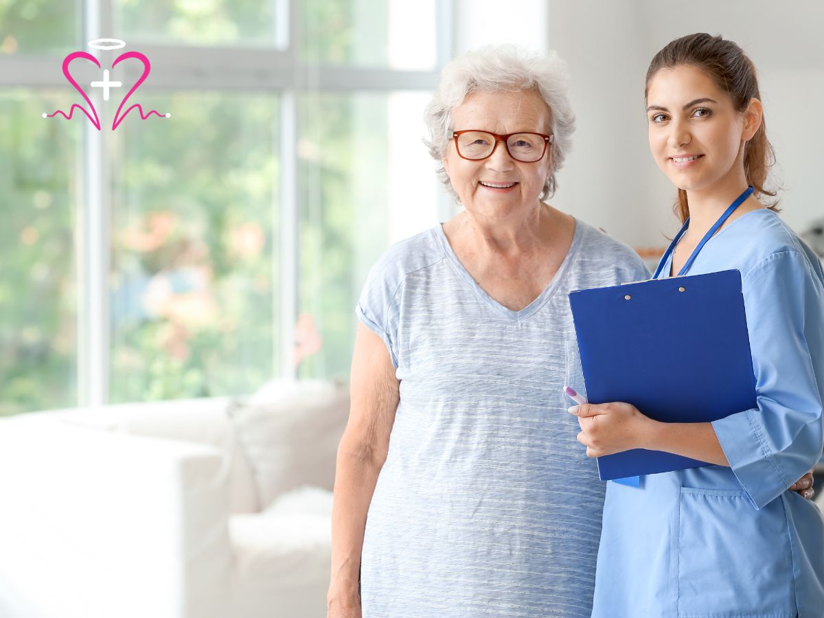 Live-in caregiver supporting an elderly parent at home in Encino, California – compassionate senior care services.